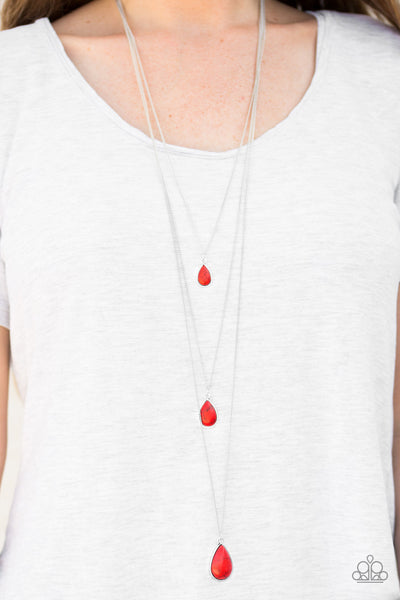 Paparazzi Accessories Mountain Tears - Red Necklace & Earrings 