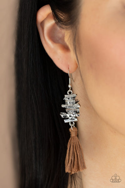 Paparazzi Accessories Tiki Tassel - Brown Earrings 