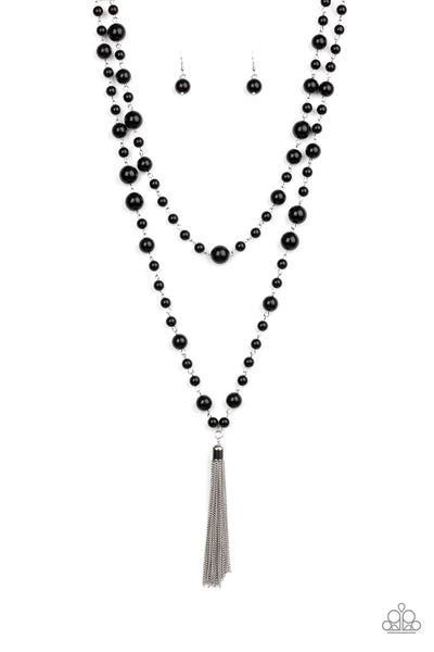 Paparazzi Accessories Social Hour - Black Necklace & Earrings 