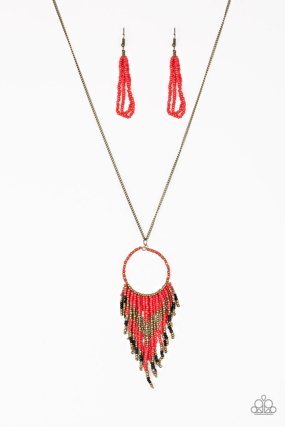 Paparazzi Accessories Badlands Beauty Red Necklace & Earrings
