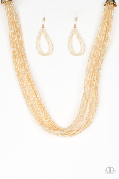 Paparazzi Accessories Wide Open Spaces - Gold Necklace & Earrings 