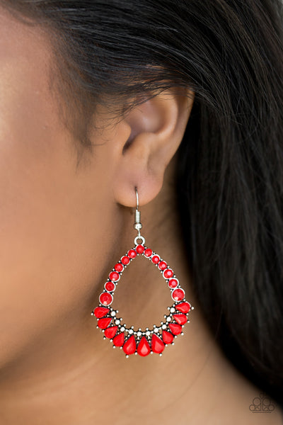 Paparazzi Accessories Crystal Waters - Red Earrings 