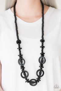 Paparazzi Accessories Fiji Foxtrot - Black Necklace & Earrings 