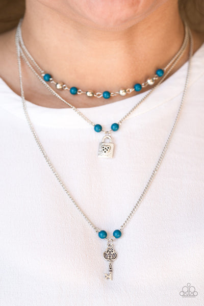 Paparazzi Accessories Major Key - Blue Necklace & Earrings 