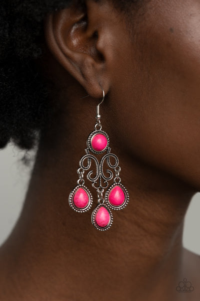 Paparazzi Accessories Canyon Chandelier - Pink Earrings 