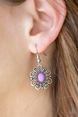 Paparazzi Accessories First and Foremost Flowers - Purple Earrings 