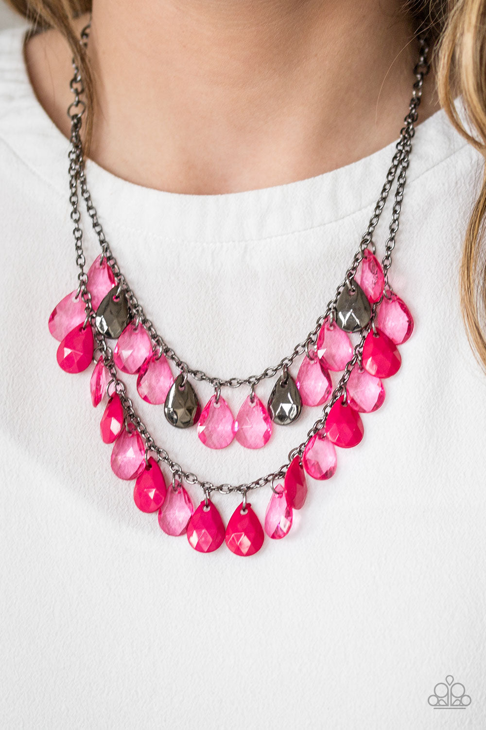 Paparazzi Accessories Storm Warning - Pink Necklace & Earrings 