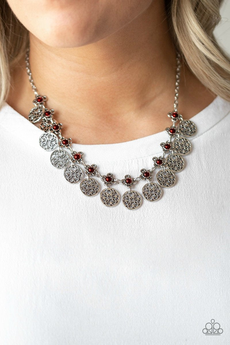 Paparazzi Accessories Mandala Movement - Red Necklace & Earrings 