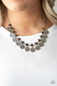 Paparazzi Accessories Mandala Movement - Red Necklace & Earrings 