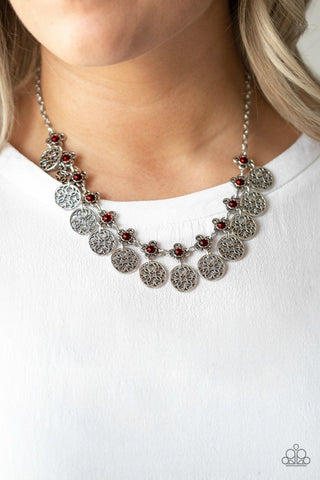 Paparazzi Accessories Mandala Movement - Red Necklace & Earrings 