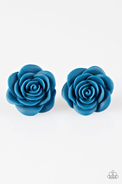 Paparazzi Accessories Raving About Roses - Blue Earrings 