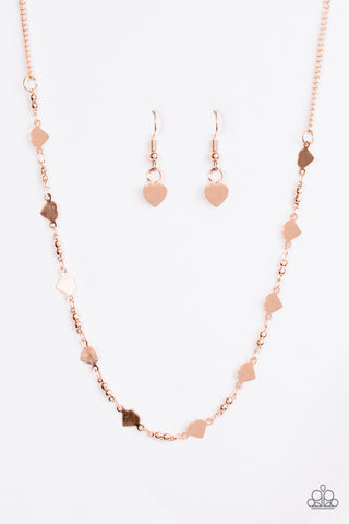 Paparazzi Accessories Fierce Hearts - Rose Gold Necklace & Earrings 