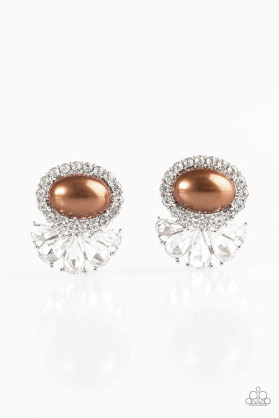 Paparazzi Accessories Happily Ever After-Glow - Brown Post Earrings 
