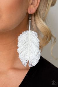 Paparazzi Accessories Hanging by a Thread - White Earrings 