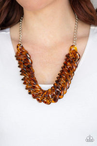 Paparazzi Accessories Comin In HAUTE - Brown Necklace & Earrings 