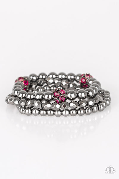 Paparazzi Accessories Noticeably Noir - Pink Bracelet 