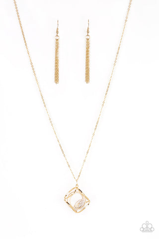 Paparazzi Accessories Pandoras Box - Gold Necklace & Earrings 
