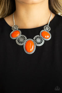 Paparazzi Accessories The Medallion-aire - Orange Necklace & Earrings 