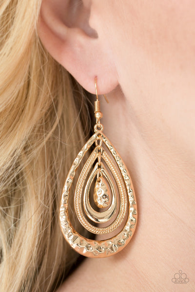 Paparazzi Accessories Metallic Monsoon - Gold Earrings 
