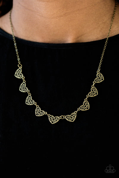 Paparazzi Accessories Love and Devotion - Brass Necklace & Earrings 