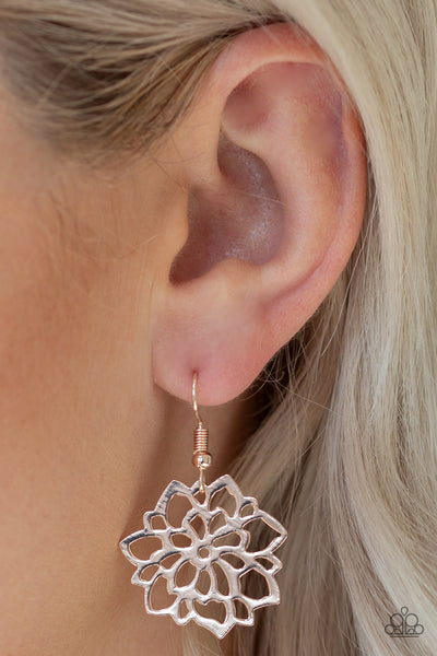 Paparazzi Accessories Darling Dahlia - Rose Gold Earrings 