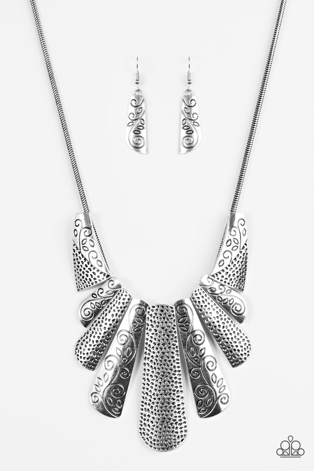 Paparazzi Accessories Untamed - Silver Necklace & Earrings 