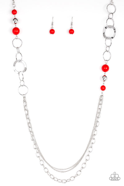 Paparazzi Accessories Modern Motley - Red Necklace & Earrings 