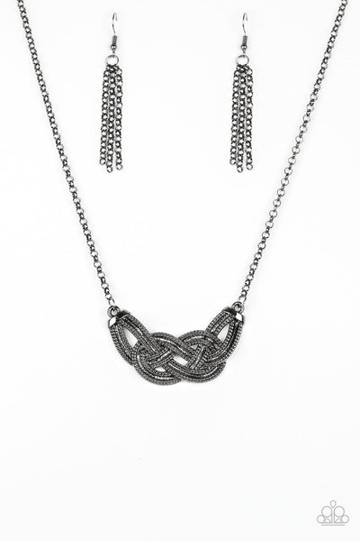 Paparazzi Accessories Nautically Naples - Black Necklace & Earrings 