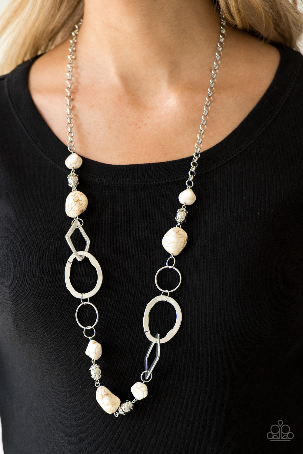 Paparazzi Accessories Thats TERRA-ific! - White Necklace & Earrings 