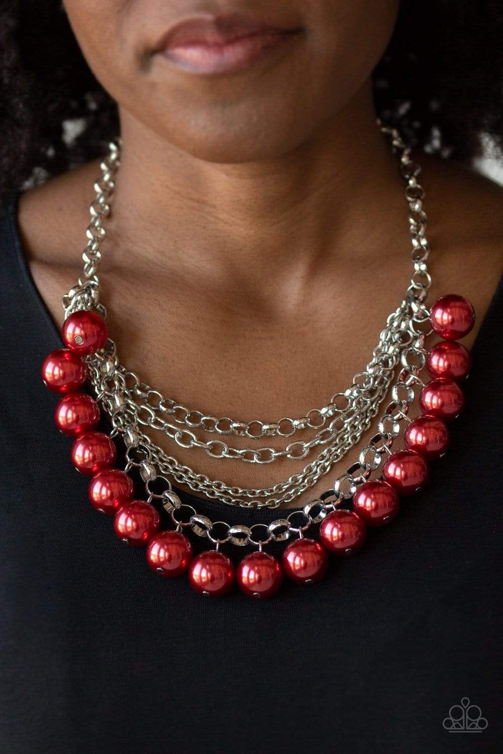 Paparazzi Accessories One-Way WALL STREET - Red Necklace & Earrings 