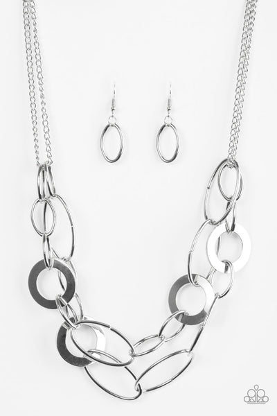 Paparazzi Accessories Metallic Maverick - Silver Necklace & Earrings 