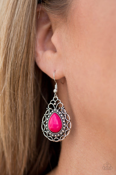 Paparazzi Accessories Flirty Finesse - Pink Earrings 