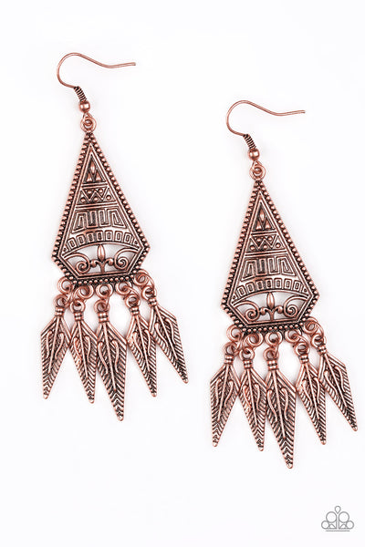 Paparazzi Accessories Me Oh MAYAN - Copper Earrings 