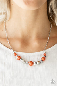Paparazzi Accessories The Big-Leaguer - Orange Necklace & Earrings 