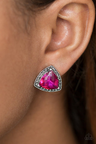 Paparazzi Accessories Daringly Duchess - Pink Post Earrings 