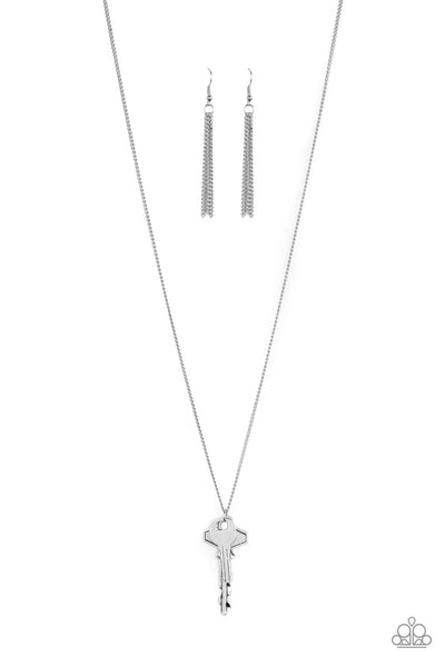 Paparazzi Accessories The Keynoter - Silver Necklace & Earrings 