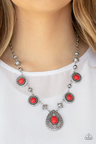 Paparazzi Accessories Mayan Magic - Red Necklace & Earrings 