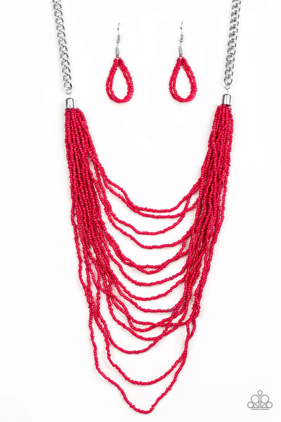 Paparazzi Accessories Bora Bombora - Red Necklace & Earrings 