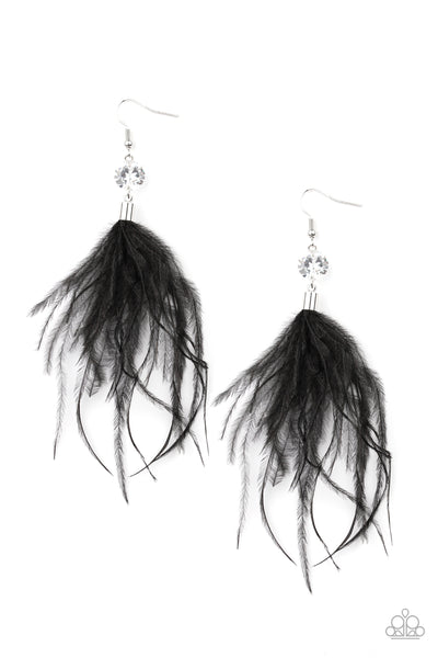 Paparazzi Accessories Feathered Flamboyance - Black Earrings 