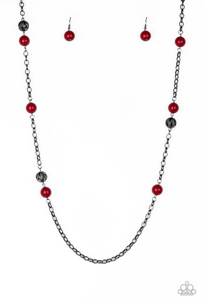 Paparazzi Accessories Fashion Fad - Red Necklace & Earrings 