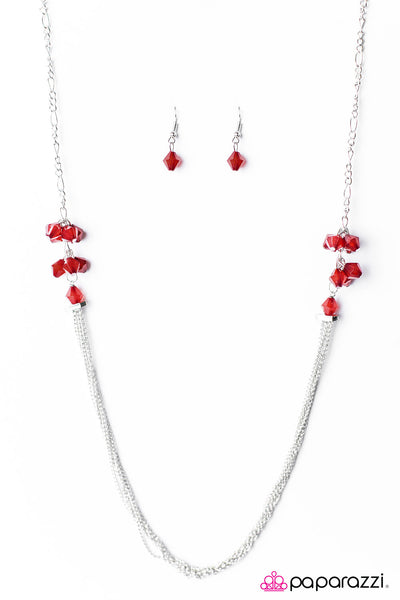 Paparazzi Accessories Movin and Groovin Red Necklace & Earrings 