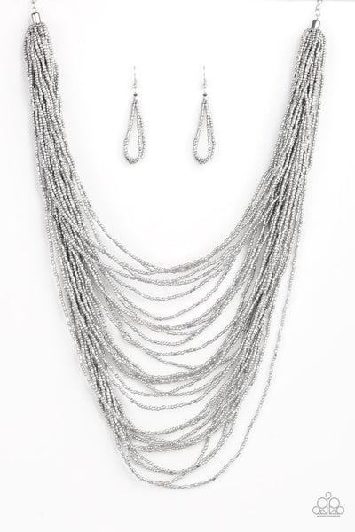 Paparazzi Accessories Dauntless Dazzle - Silver Necklace & Earrings 