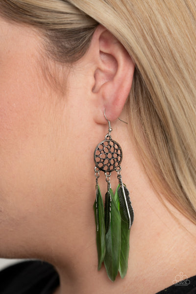 Paparazzi Accessories In Your Wildest DREAM-CATCHERS - Green Earrings 