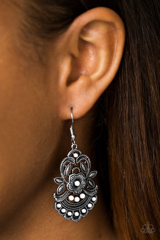 Paparazzi Accessories Blooming Bora Bora - White Earrings 
