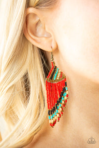 Paparazzi Accessories Bodaciously Bohemian - Red Earrings 