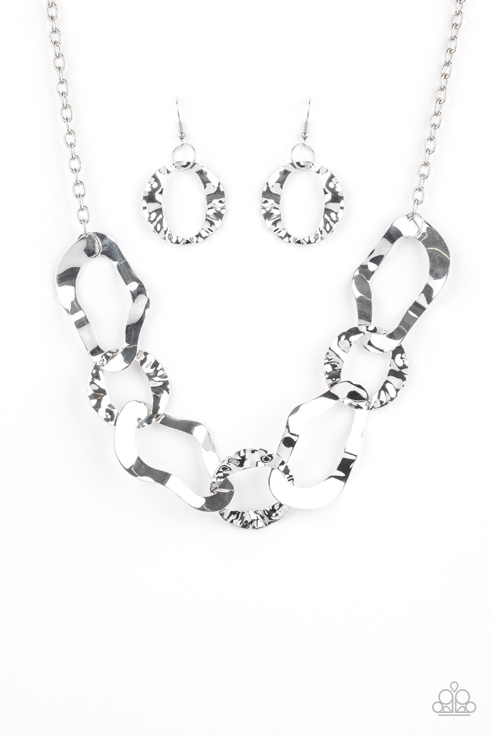 Paparazzi Accessories Capital Contour - Silver Necklace & Earrings 