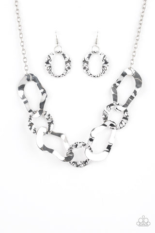 Paparazzi Accessories Capital Contour - Silver Necklace & Earrings 