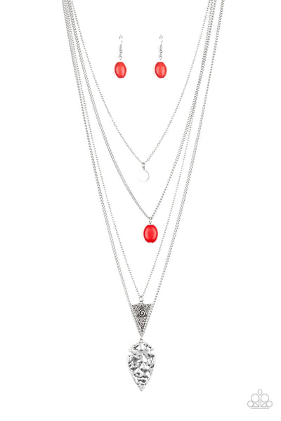 Paparazzi Accessories Grounded In ARTIFACT - Red Necklace & Earrings 
