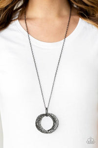 Paparazzi Accessories Metal Marathon - Black Necklace & Earrings 