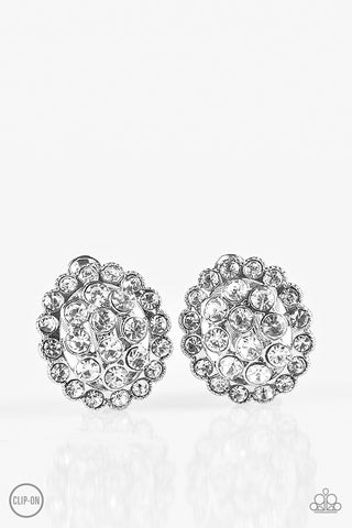 Paparazzi Accessories Runway Ready - White Clip-On Earrings 